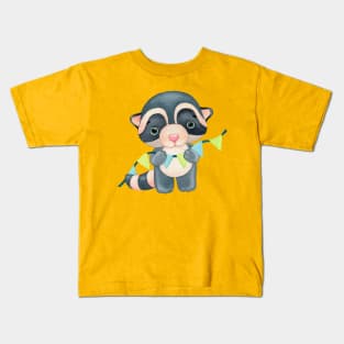 Racoon flag hand drawn Kids T-Shirt